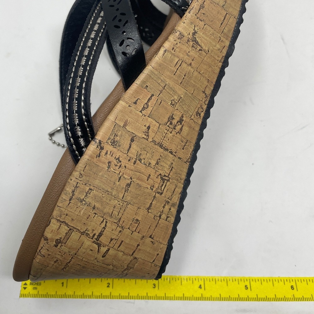 Skechers Cali Womens 9 Black Luxe Foam Wedge Sandals 31714 Strappy Cork Heel - Picture 7 of 8